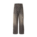 Calça Louis Vuitton Distressed Monogram Jeans