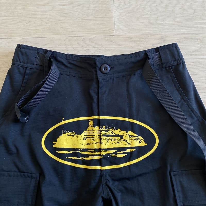 Calça Corteiz Cargo Preta e Amarelo